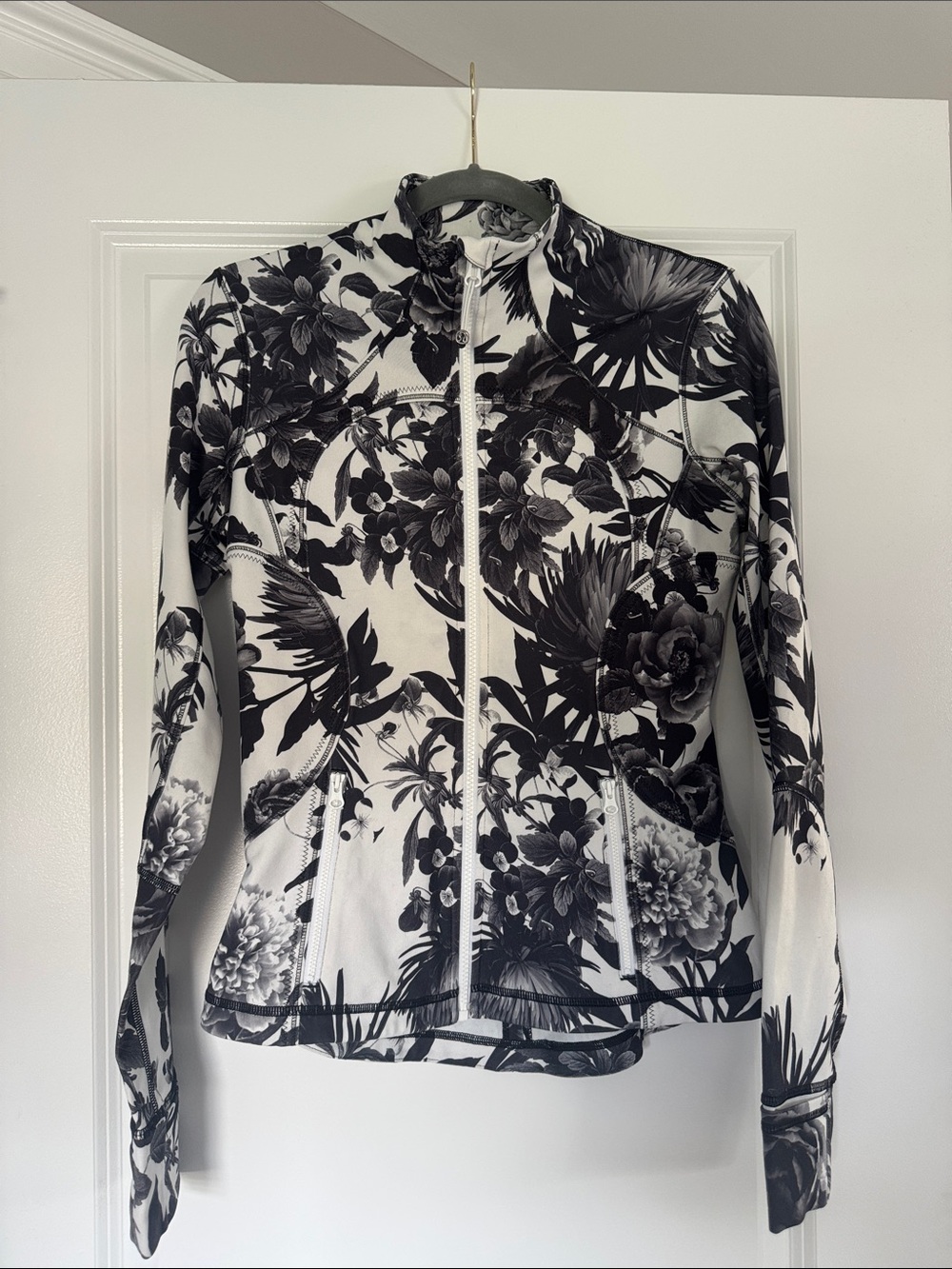 lululemon athletica Black & White Floral Zip-Up Utility Jacket